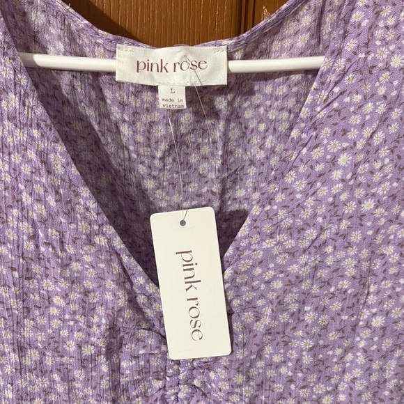 Trend Wild Fable Purple Tie Front Short Sleeve Blouse - Picture 3 of 3